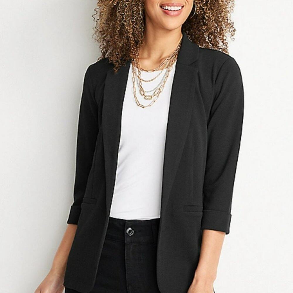 NWT Maurices Button Front Black Blazer Size 3/US 24/26